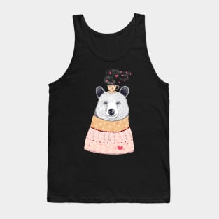 Bear with coffee on black Tank Top